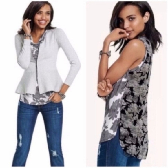 Cabi tango floral draped mixed print sleeveless  tank - Picture 1 of 6